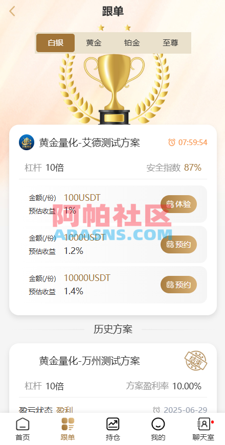 黄金投资跟单系统/投资理财/推广分销/聊天室