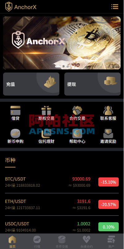 多语言交易所/币币期权/永续合约/申购/C2C/贷款理财