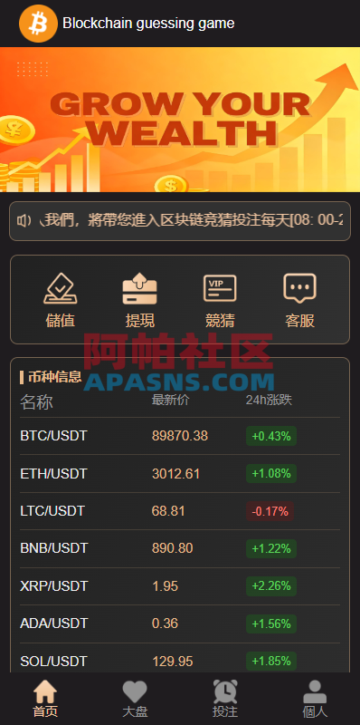 海外虚拟币竞猜投注/区块链竞猜游戏/开奖预设