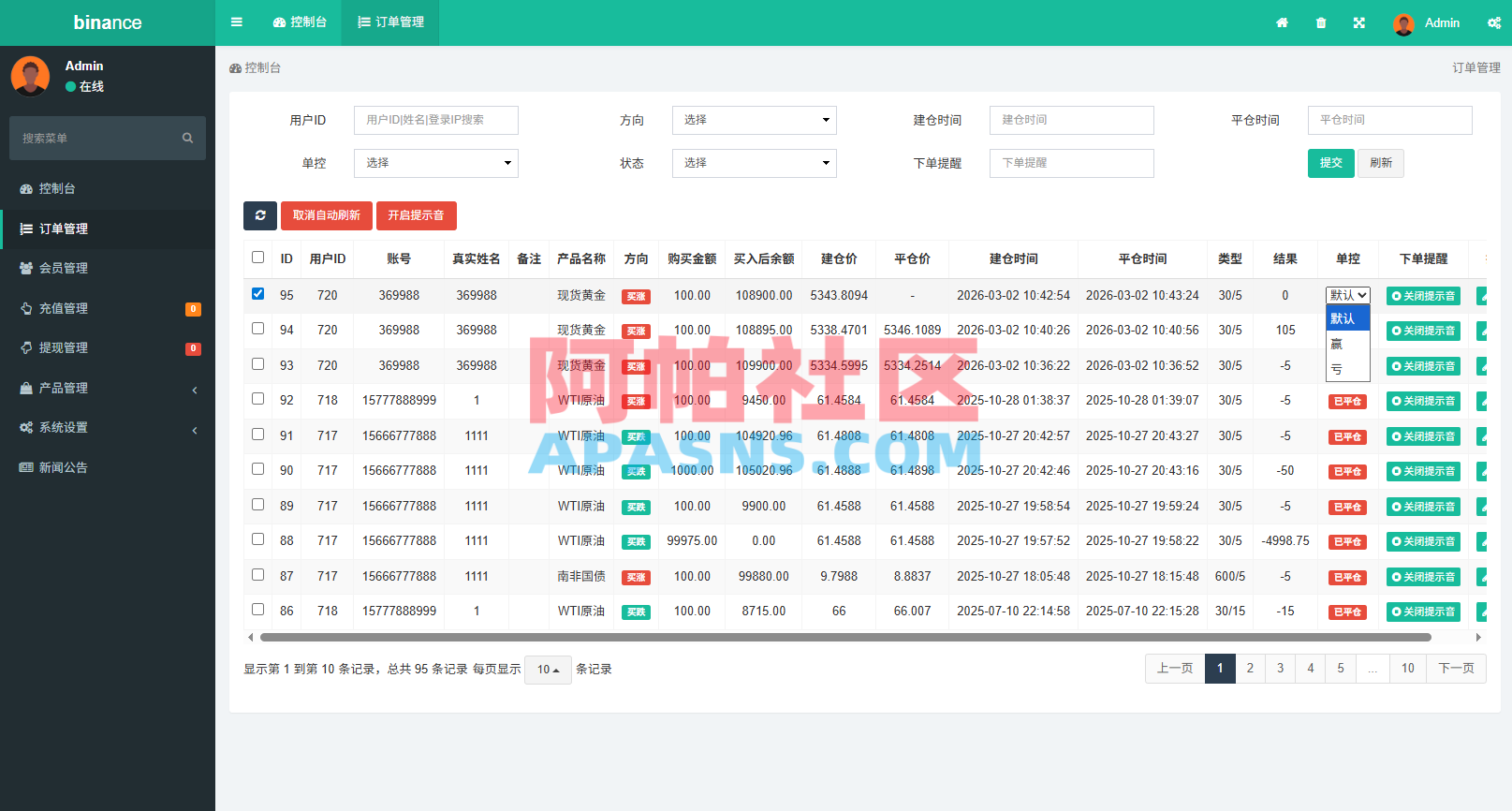 多语言仿币安微盘系统/期货时间盘/实名认证/信用分