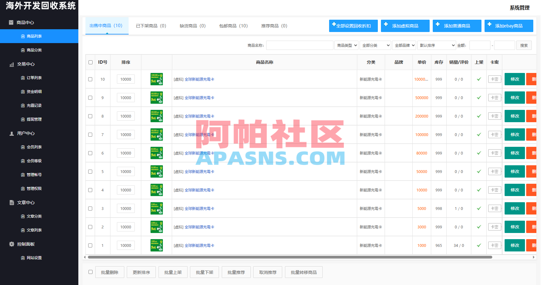 海外新能源商品回收系统/自定义回收/信用分/多语言订单回收