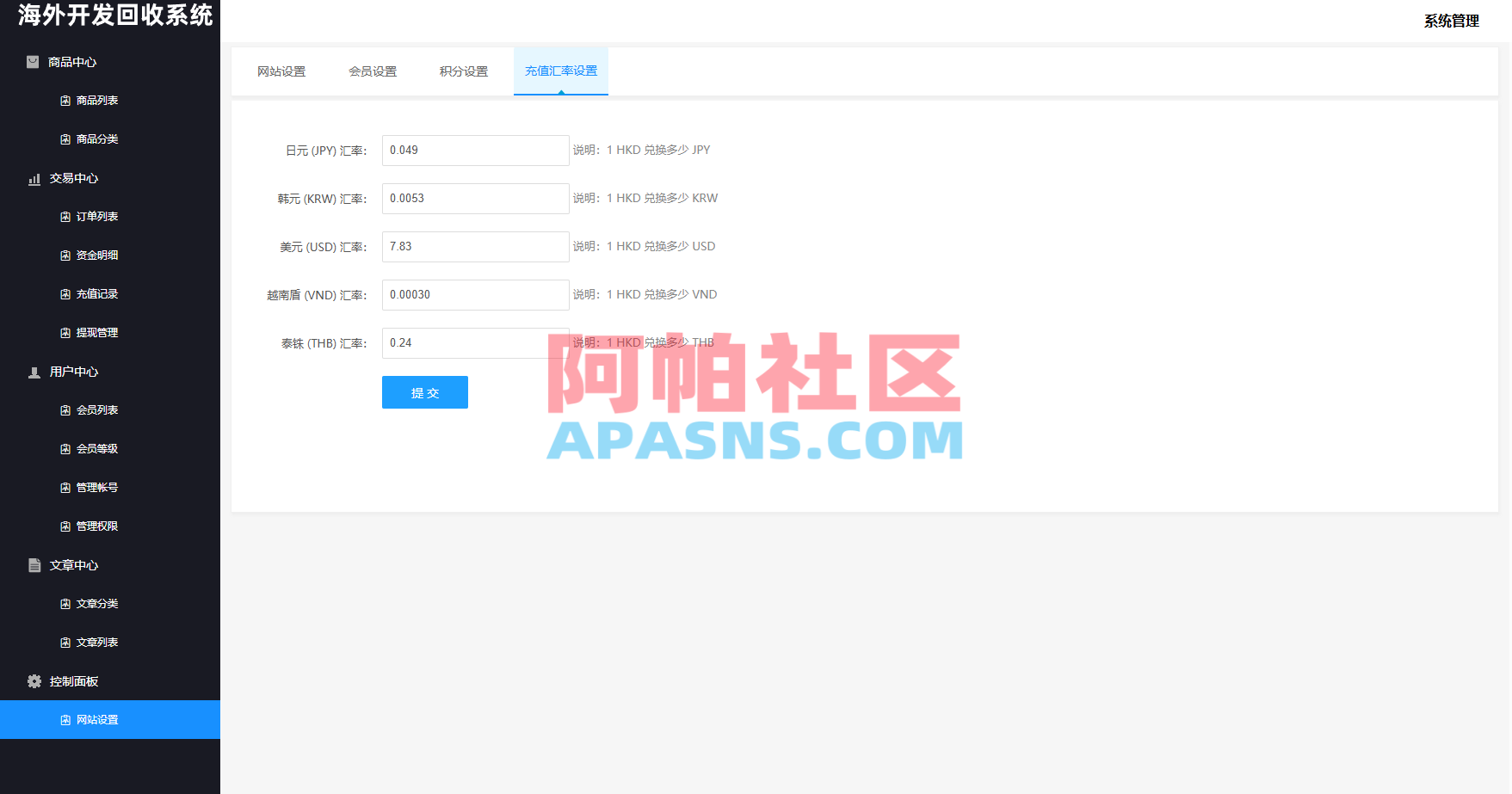 海外新能源商品回收系统/自定义回收/信用分/多语言订单回收