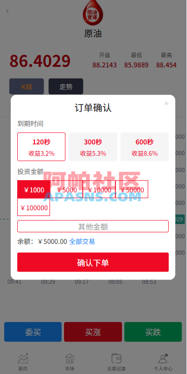 燃油宝微交易系统/能源时间盘/委买微盘/信用分/实名认证