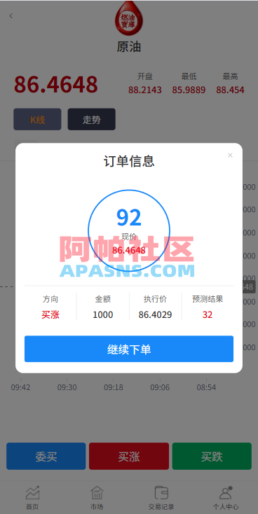 燃油宝微交易系统/能源时间盘/委买微盘/信用分/实名认证