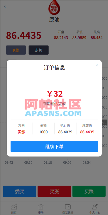 燃油宝微交易系统/能源时间盘/委买微盘/信用分/实名认证