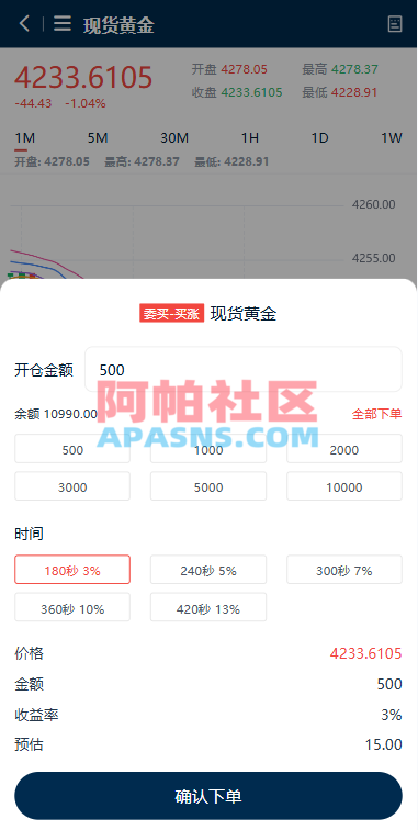 多语言黄金微盘系统/贵金属外汇交易/时间盘/前端uniapp